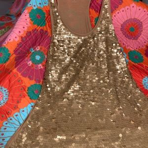 INC Gold Sequins that Jangle Tank Top Size XL